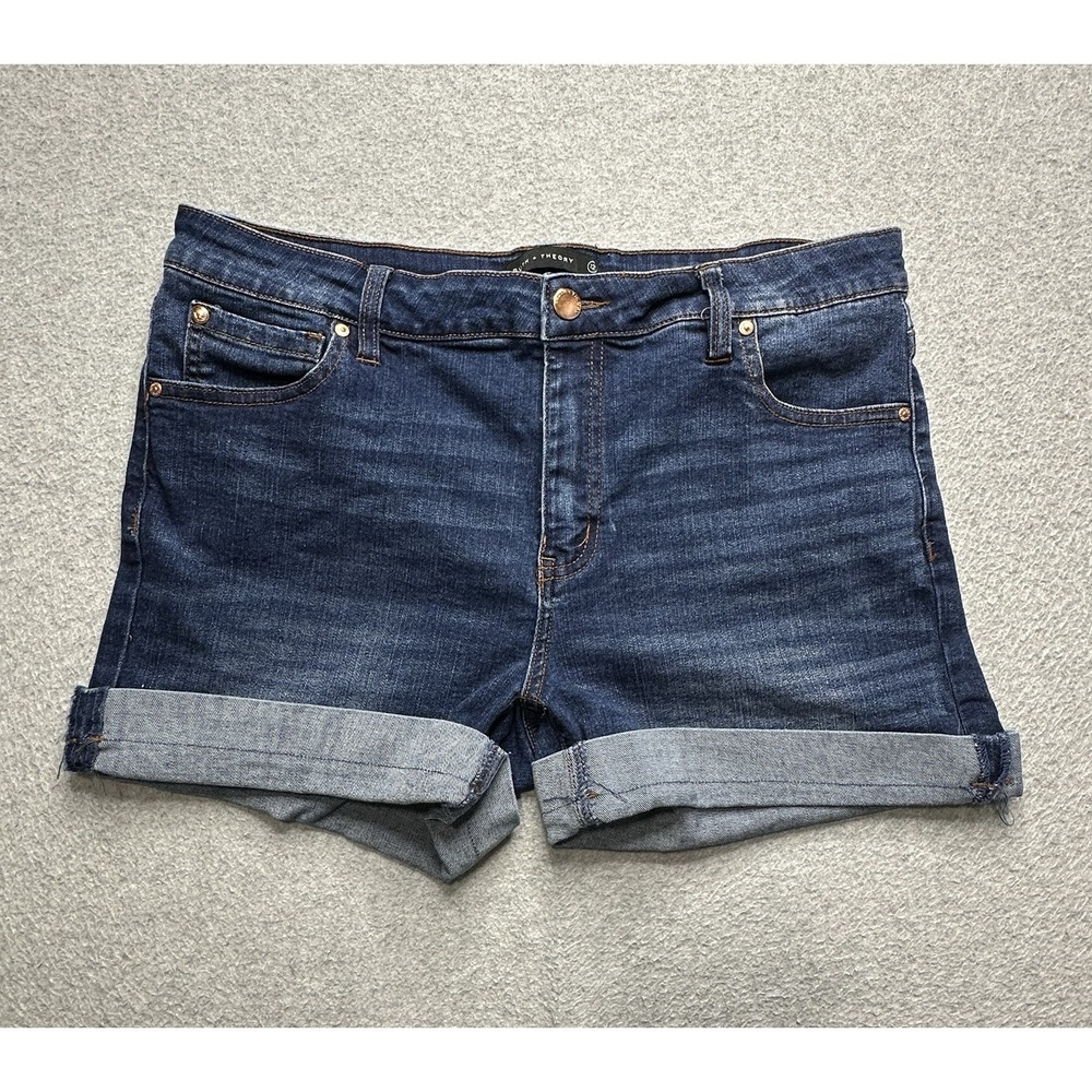 Theory Blue Jean Shorts with Rolled Cuffs